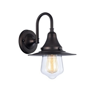 Chloe Lighting Manette Industrial-Style 1 Light Rubbed Bronze Wall Sconce 9"Wide - 1 of 3