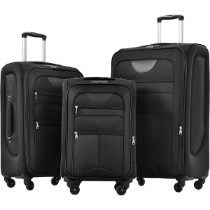 Lyngins 20/24/28 Inch 3PCs Softside Luggage Sets with TSA Lock,Upright Carry on Luggage,Lightweight Expandable Suitcase Sets for Family Trips - 1 of 4