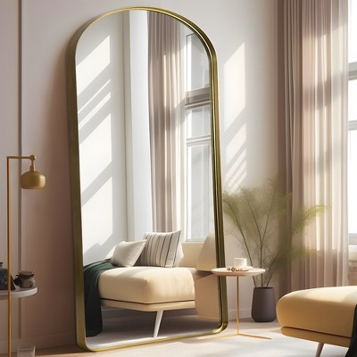 Lirago Metal Flat Mirror Full Length Mirror Leaning Mirror 71*31 Gold