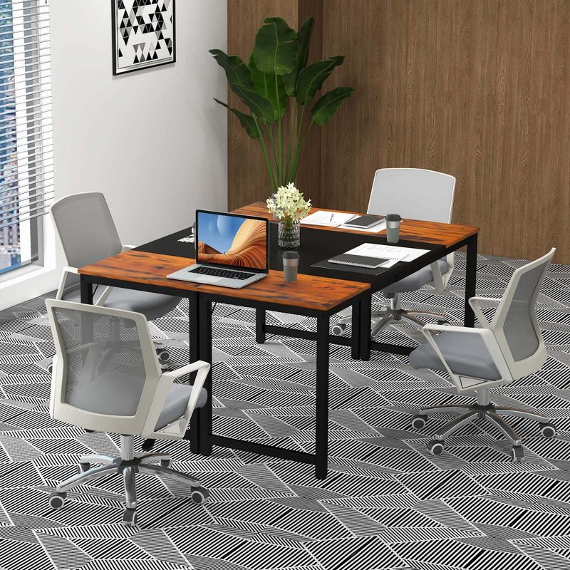Costway Set of 2/4/6 Conference Table 63'' x 24'' Meeting Table with Metal Frame, 5 of 9