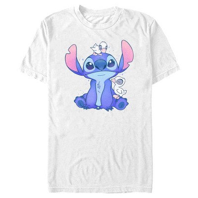 Men's Lilo & Stitch Hanging With Ducks T-shirt - White - 2x Large : Target