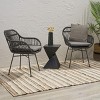 Modern Outdoor Faux Rattan Woven Back Dining Chairs Set of 2,Rattan Dining Armchair,Fabric Upholstered Kitchen Dining Room Chairs-Coolbibila - 3 of 4
