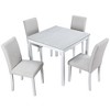 CLIHOME 5-Piece Wooden Dining Table Set, Kitchen Crystal Decoration Table Set with Square Table and 4 Upholstered Chairs - 2 of 4