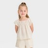 Toddler Girls' Floral Top & Shorts Set - Cat & Jack™ Beige - 3 of 4