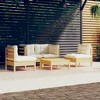 vidaXL Solid Pinewood Patio/Garden Lounge Sofa Set 5 Piece w/Cream Cushions, Modular Configurations, Outdoor Furniture for Deck, Backyard - 2 of 4