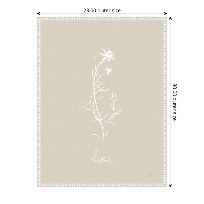 Beige and White Botanical Canvas Print with Beaded Frame