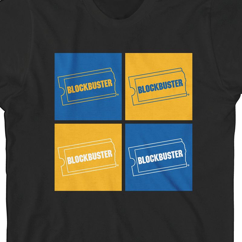 Blockbuster Four Panels Logo Junior's Black Short Sleeve Tee Shirt, 2 of 4