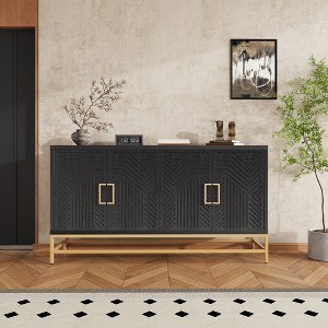 Whisen Retro Style Sideboard with Rectangular Metal Handles and Adjustable Shelves for Kitchen, Living Room and Dining Room - 1 of 4