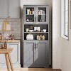 50.4" Freestanding Pantry Cabinet with Glass Doors, Adjustable Shelves, Large Storage Cupboard for Kitchen Bathroom Living Room - 4 of 4