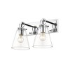 Harper 2-Light Vanity Bath Light - Dimmable Steel Fixture with Clear Glass Shades - 2 of 4