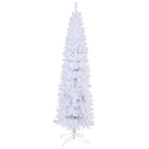 AZL1 Life Concept Artificial Trees 7.5-Foot Slim Christmas Tree with Foldable Metal Stand for Holiday Decor, White, 39.37"*7.87"*90" - 1 of 4