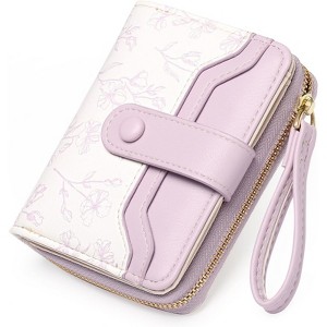 FATMOON Womens Wallet,RFID Blocking Floral Leather Card Holder,Bifold Long Ladies Wallet with Zipper Pocket for Daily Use & Travel - 1 of 4