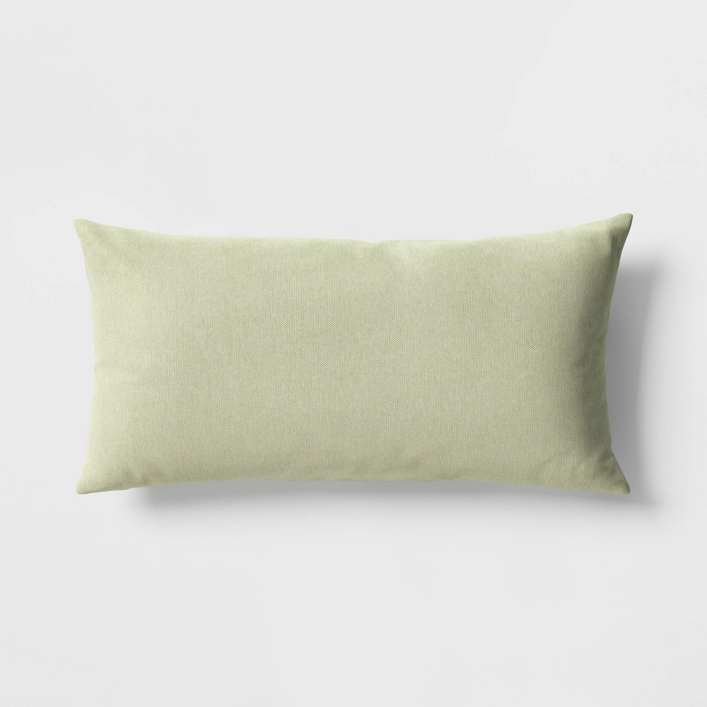12"x24" Solid Woven Rectangular Outdoor Lumbar Pillow Sage - Threshold™