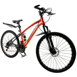 Topteng 26" Mountain Bike for Men Women, 21-Speed, Full Suspension Orange - 1 of 4