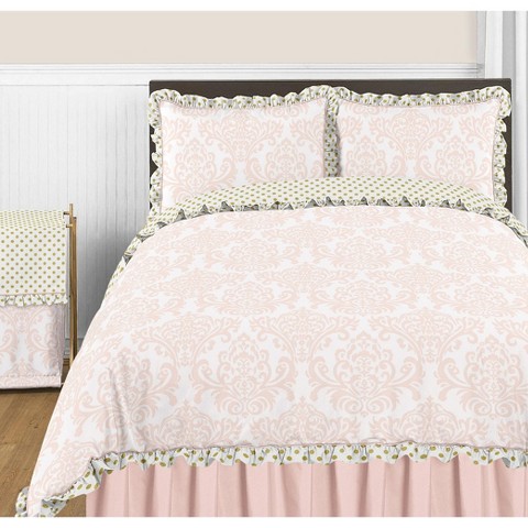 Sweet Jojo Designs Full/Queen Comforter Bedding Set Amelia Pink and White 3pc