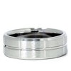Pompeii3 Mens Comfort Fit Brushed 8mm 14k Whie Gold Heavy Weight Beveled Edge - 2 of 4