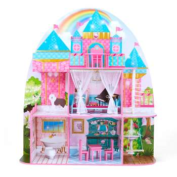 Olivia's Little World Princess Castle 2-Story Wooden Dollhouse for 12" Dolls