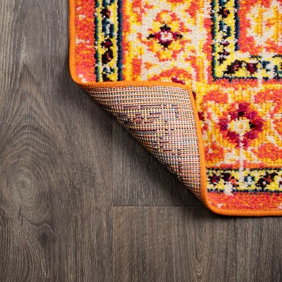 Boho Medallion Orange/Blue Reversible Kids Area Rug 4' x 6'