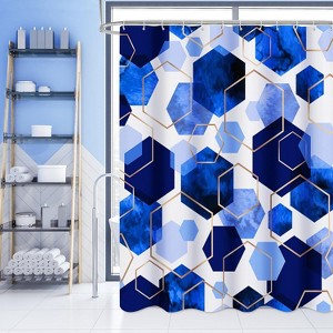 Royal Blue Modern Shower Curtain for Bathroom, Geometric Art Decor Waterproof Bath Curtain 70.8x70.8 Inch - 1 of 1