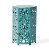 MOEPISY 14 inch Patio End Table With Sunburst Cut Out Design, Teal - 2 of 4