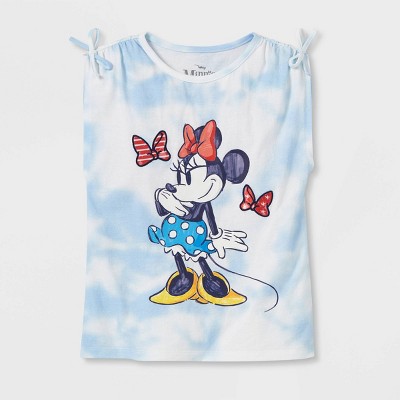 Girls' Disney Minnie Mouse Americana Tie-Dye Short Sleeve Graphic T-Shirt - Blue