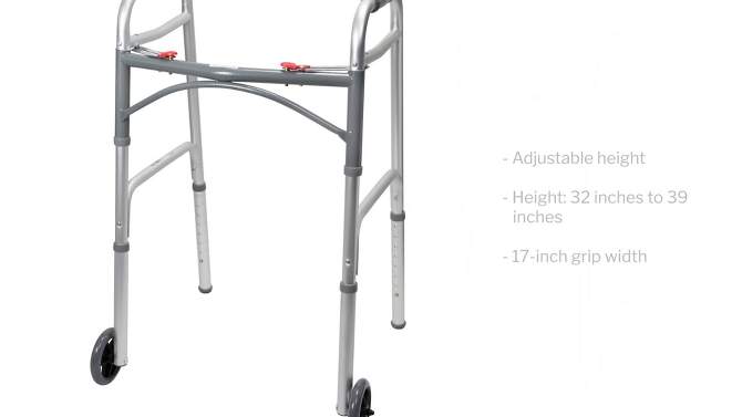 McKesson Walker with Wheels, Folding Rolling Walker - 350 lbs Capacity, 1 Count, 2 of 6, play video