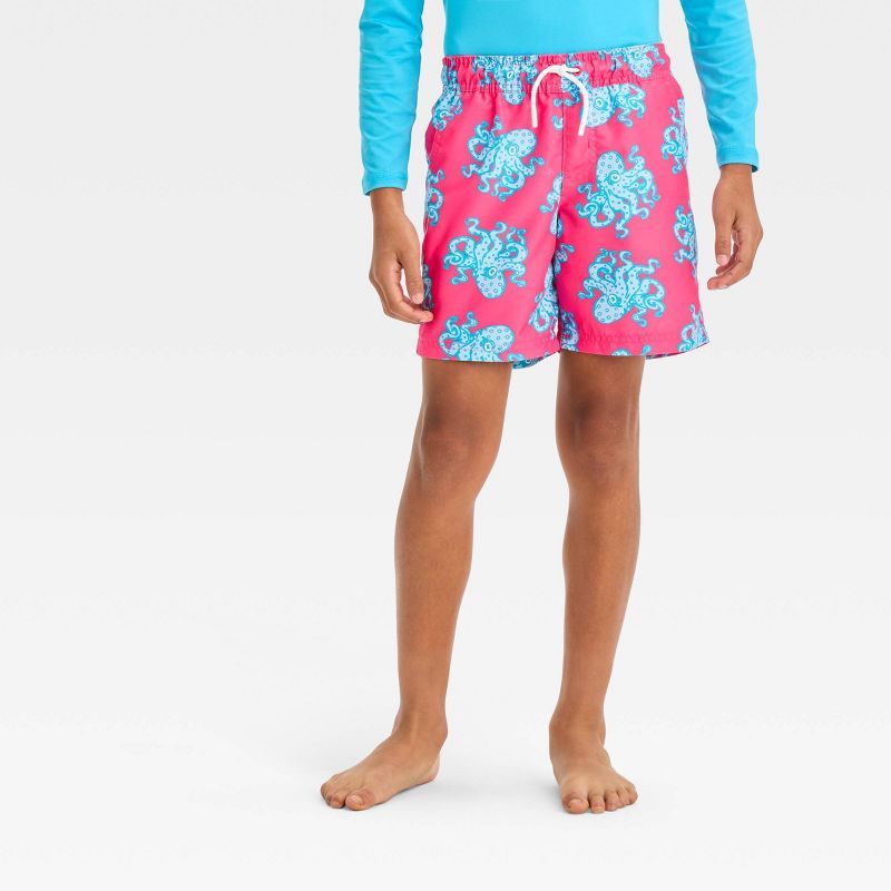 Boys' Octopus Printed Swim Shorts - Cat & Jack™ Red, 1 of 5