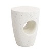 CAVINAS Round Top Patio End Table, Drum Shape Outdoor End Tables with Sculptural Hollow Design, Outdoor Lightweight Concrete Side Table - 4 of 4