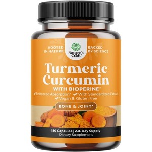 Turmeric Curcumin with Bioperine Capsules, Daily Joint Support Supplement with 95% Curcuminoids for Joint Health, Nature's Craft, 180ct - 1 of 4