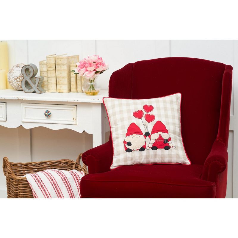 C&F Home 18" x 18" Valentine Gnomes Hearts Embroidered Throw Pillow, 2 of 6