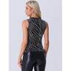 INSPIRE CHIC Women's Glitter Striped Trim See Through Party Sparkly Sleeveless Top - 4 of 4