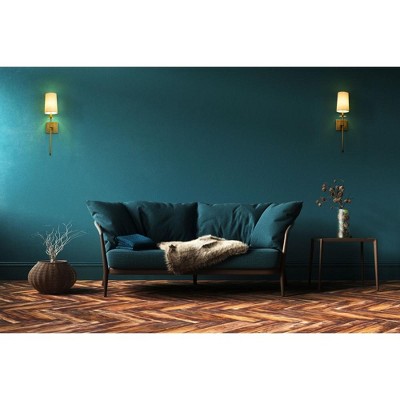 Rubbed Brass 26" Dimmable Wall Sconce with Fabric Shade