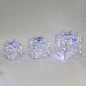 Holiday Living 3-Piece Iridescent Gift Box Set Christmas Decoration LED - 1 of 3