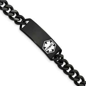 Black Bow Jewelry Black Plated Stainless Steel White Enamel Medical I.D. Bracelet, 8 In - 1 of 4