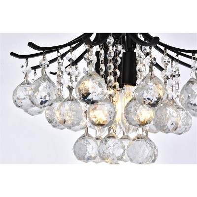 Elegant Toureg 3-Light Black and Crystal Flush Mount Chandelier