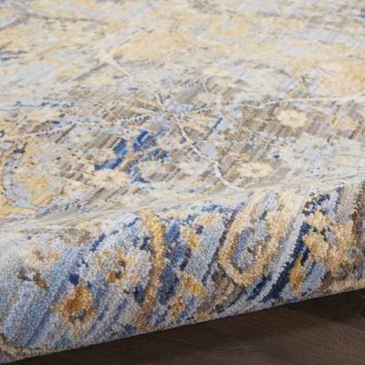 Majestic Vintage Medallion Beige & Blue Wool Blend Area Rug