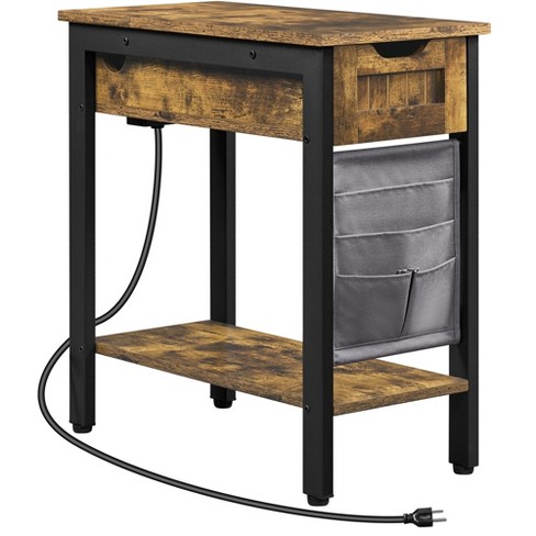 Yaheetech Tall End Table Accent Table, 30 In Industrial Side Table With  Strong Wooden Shelves-gray : Target