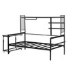 Twin Metal Daybed featuring a Detachable Desk, Metal Grid Base, Storage Shelves, and Clothing Rack - 3 of 4
