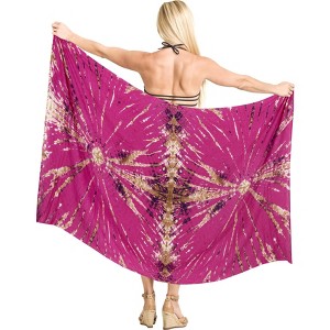 LA LEELA Women's Beach Wrap Bikini Swimwear Swim Cover Up Summer Wraps Swimsuit Beachwear Sarong Coverups Skirts for Women One Size Pink,Tie Dye - 1 of 4