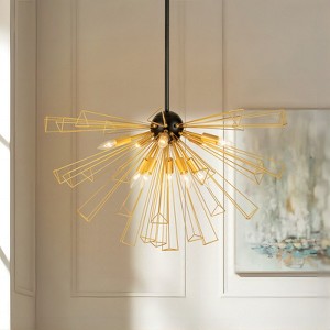 Rennnsan Traveth 33"W 10-Light Sputnik Dandelion Industrial Dimmable Chandelier in Black - 1 of 4