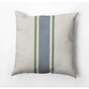18"x18" Grain Sack Square Throw Pillow Blue - e by design: Indoor Stripe Design, Down Alternative - 1 of 3