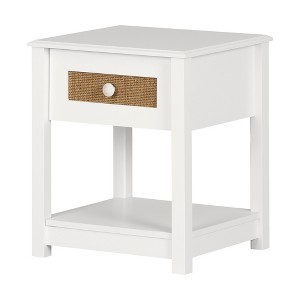 Balka End Table White/Faux Printed Rattan - South Shore: Chic Side Table with Storage, Living Room Accent - 1 of 4