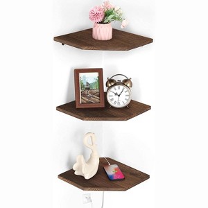 Oumilen Brown Floating Corner Shelves, Set of 3 - 1 of 1