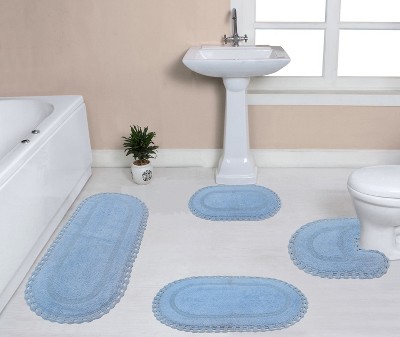 Hampton Crochet Collection Cotton Reversible Tufted Set of 4 Bath Rug Set - Home Weavers