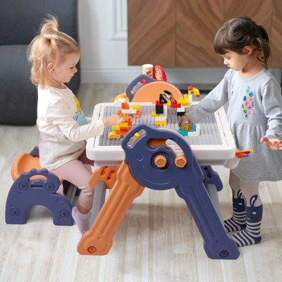 Easel for Kids, Foldable Toddler Easel with Building Block Table,Kids Art Easel,Dry Erase Board Magnetic Whiteboard for Kids Toddlers Boys Girls
