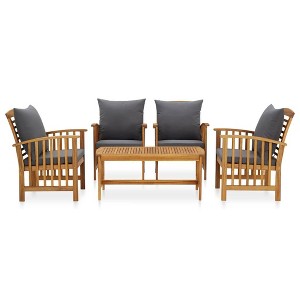 vidaXL Garden Lounge Set Dark grey, Natural wood Solid Acacia Wood Medium - 1 of 4