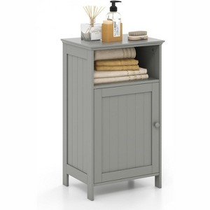 Dcolora Bathroom Storage Cabinet, Freestanding Wooden Single Door Side Floor Organizer with Adjustable Shelf - 1 of 4