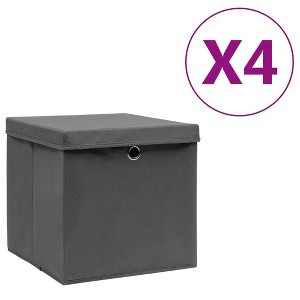 vidaXL Storage Boxes with Covers 4 pcs 11"x11"x11" Gray - 1 of 4