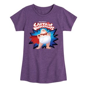 Girls' - Captain Underpants - Original Logo of Superhero Fitted Short Sleeve Graphic T-Shirt - 1 of 4