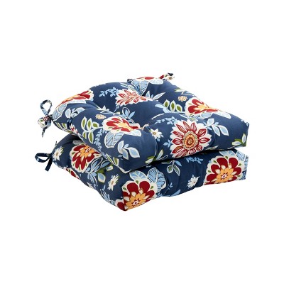 Rolston 2pc Indoor/Outdoor Tufted Seat Cushion Set Blue Floral - Haven Way